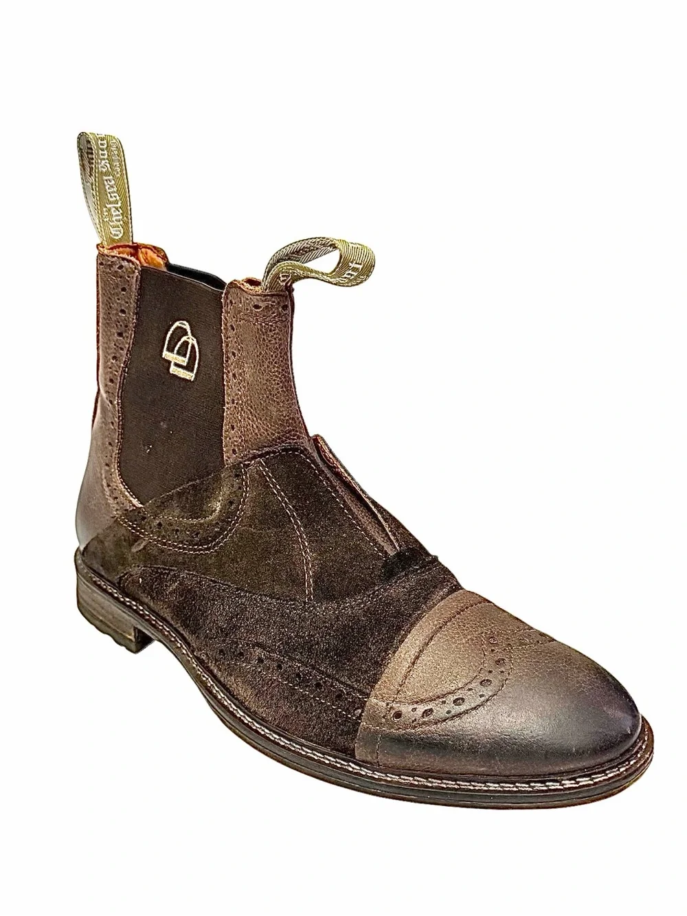 THE CHELSEA BOOT CO Men's No Lace Boot | Brown Leather and Suede Combo Size 12